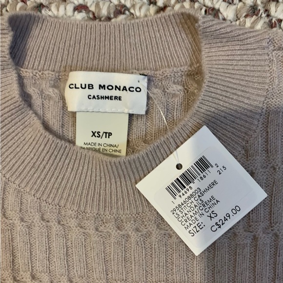 NWT Club Monaco Cashmere Chandails LS Stitch Sweater in Cream size XS - Picture 2 of 4